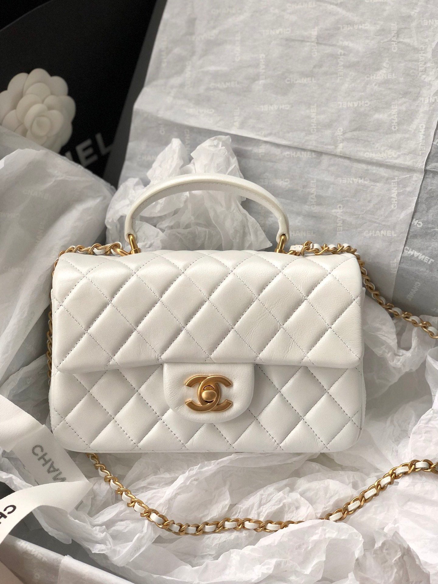 クラシック フラップバッグ 20cm ホワイト (代金引換)