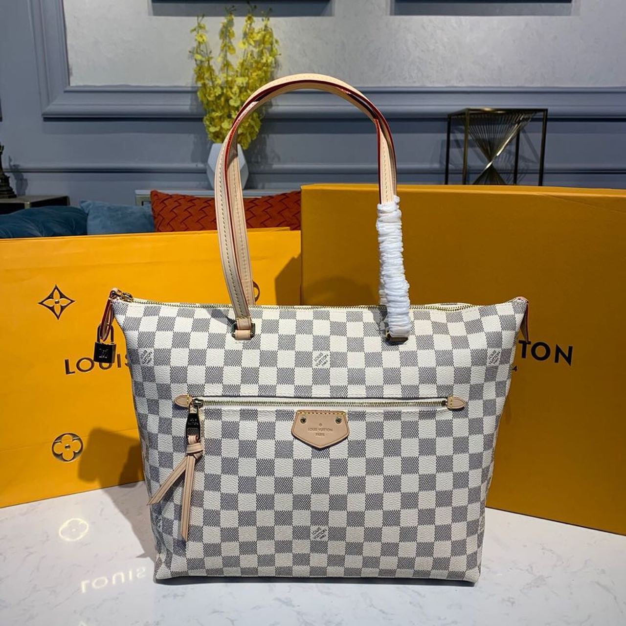 イエナ MM バッグ 34cm ダミエ アズール キャンバス 秋冬コレクション N44040 ベージュ (代金引換)