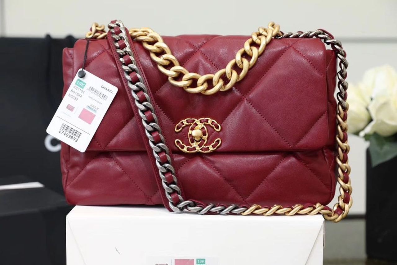 19 フラップバッグ 26cm ゴートスキンレザー 春夏 アクト1 コレクション ボルドー (代金引換)
