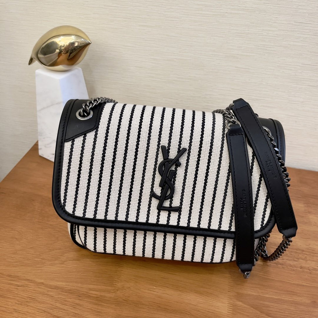 ニキ ミディアム チェーン バッグ キャンバス レディース 28cm 633150FAACF9583 (代金引換)