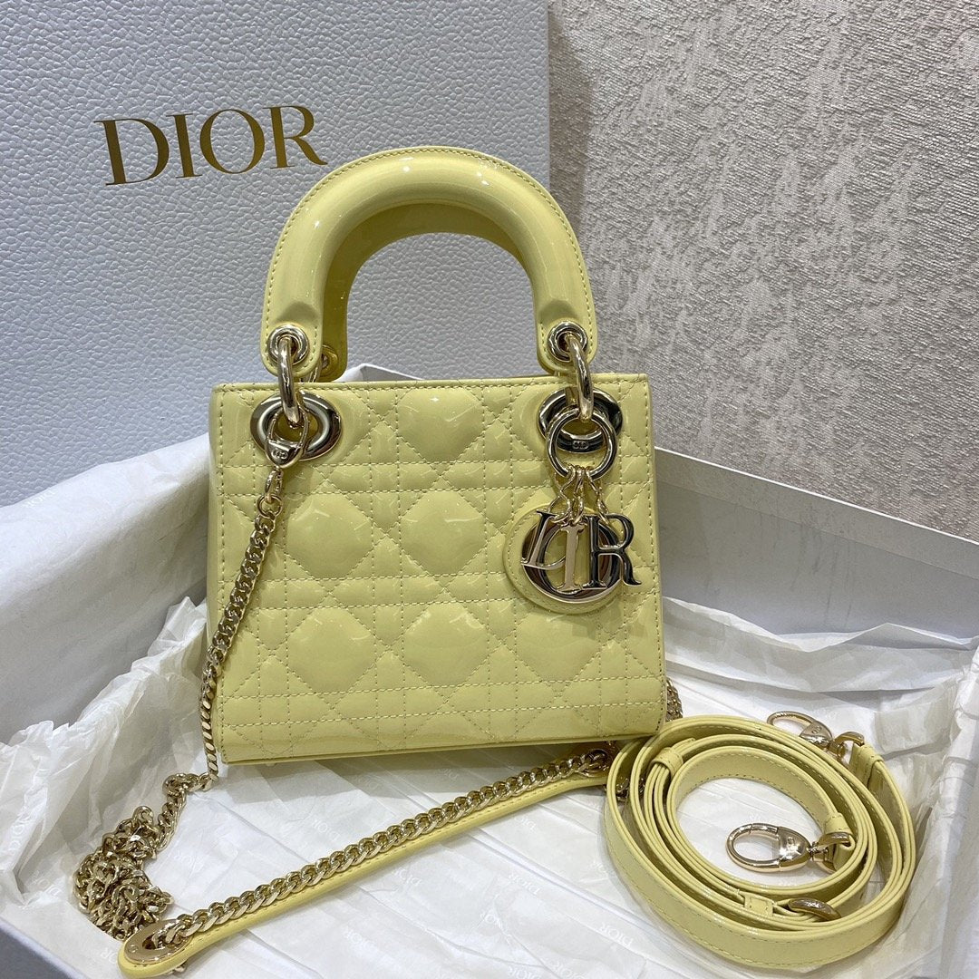 レディ バッグ ゴールド金具 17cm イエロー (代金引換)