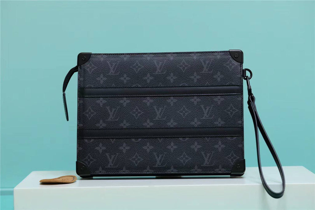 トランクポーチ モノグラム エクリプスキャンバス メンズ用 ブラック メンズ財布 28cm (代金引換)