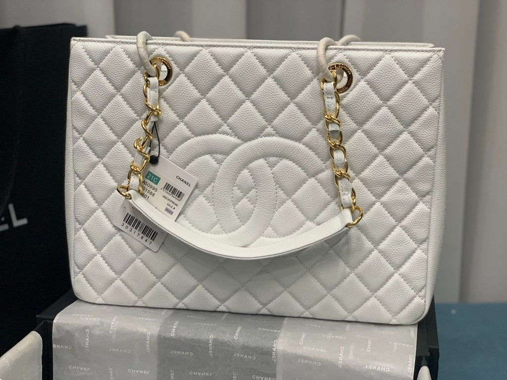 トートバッグ 春コレクション ゴールド金具 33cm ホワイト (代金引換)