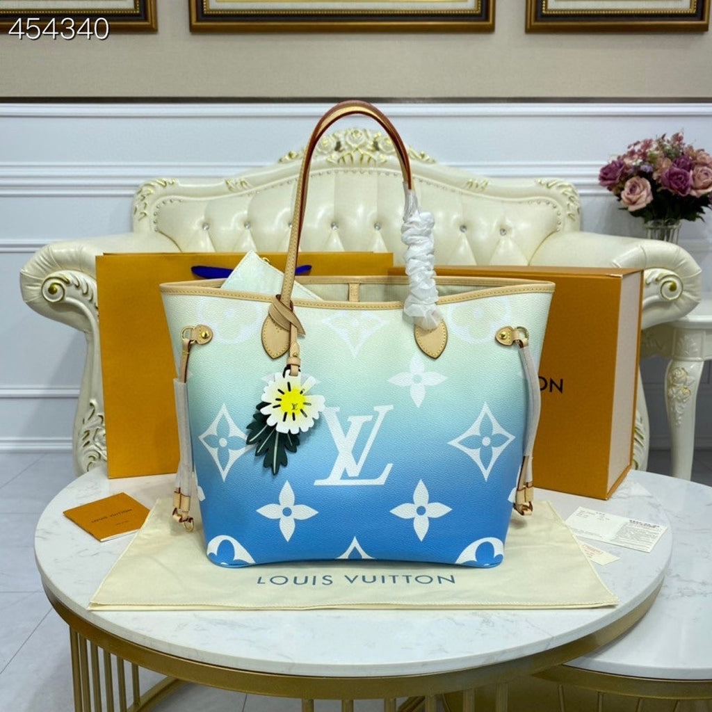 ネヴァーフル MM バッグ 32cm モノグラム キャンバス 春夏コレクション M57688 ブルー (代金引換)