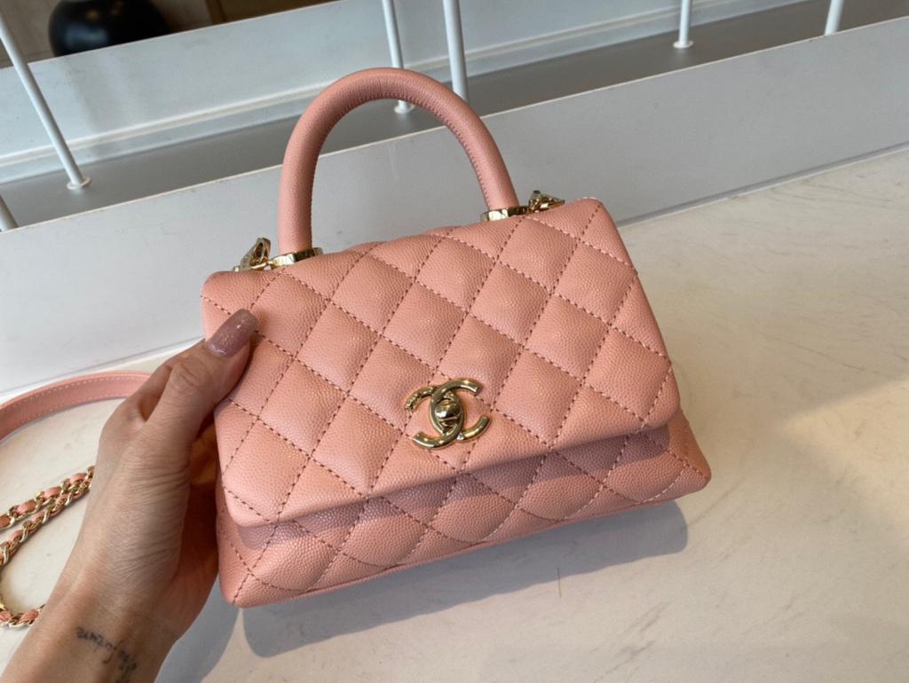フラップバッグ トップハンドル付き 19cm ピンク (代金引換)