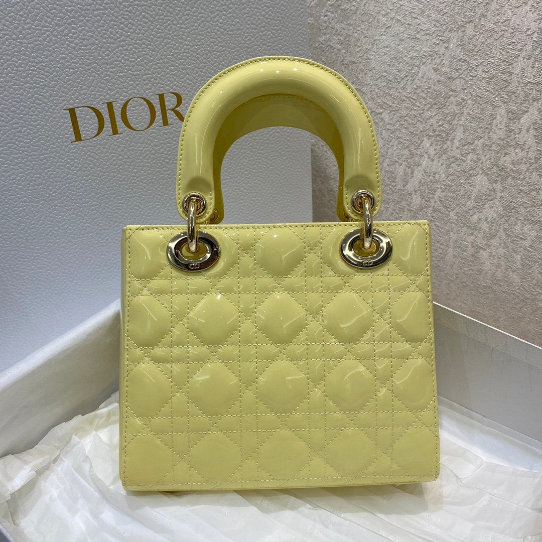 レディ バッグ ゴールド金具 20cm イエロー (代金引換)