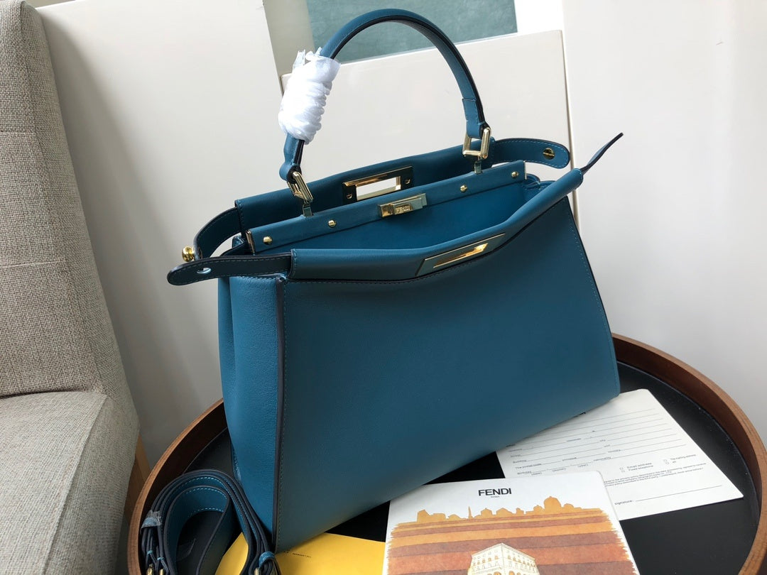 ハンドルバッグ 32cm ブルー (代金引換)