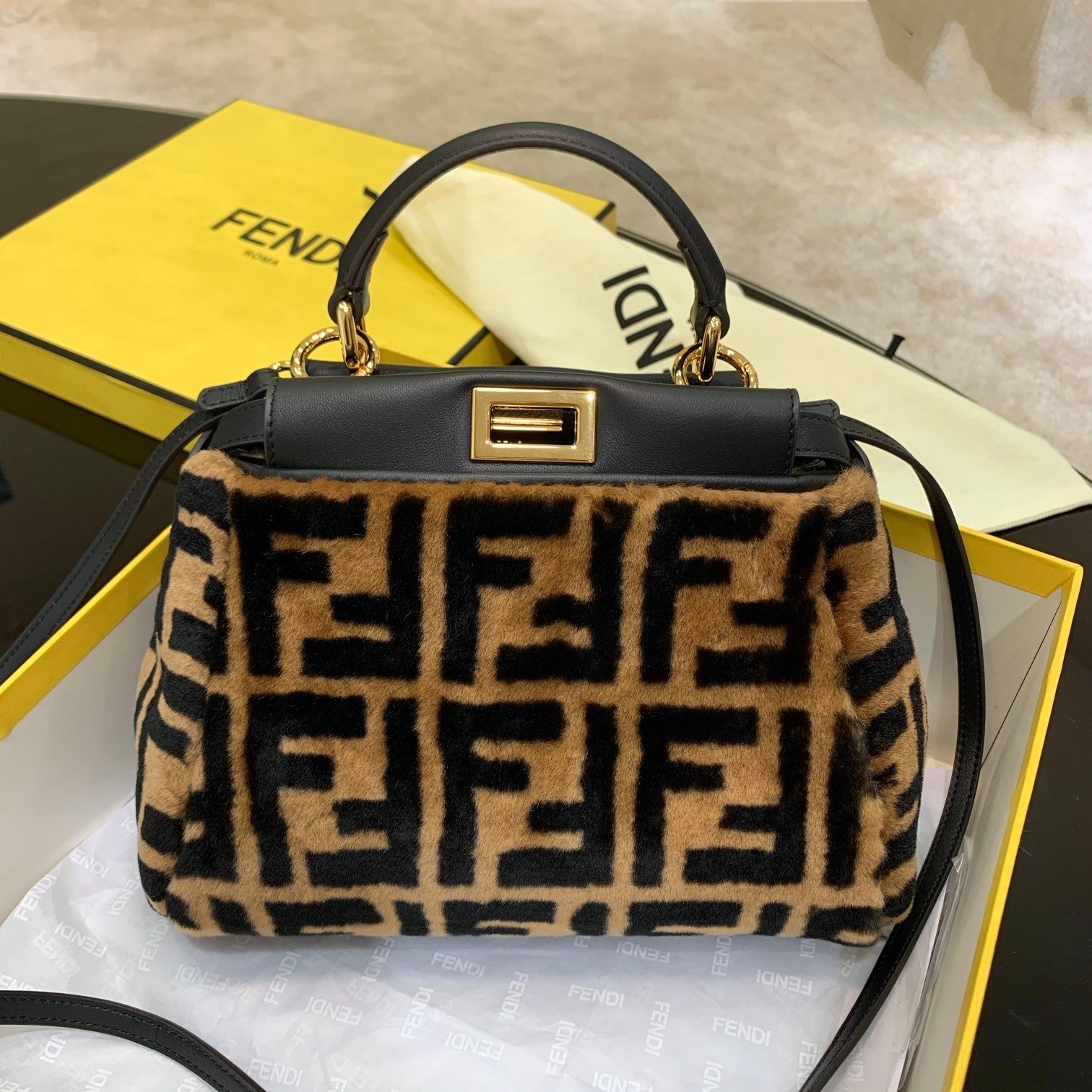 ハンドルバッグ 27cm ブラウン (代金引換)
